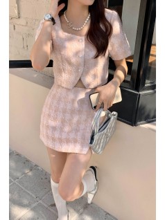 GRACE 276 MAISON C' TWEED SKORT IN SALMON